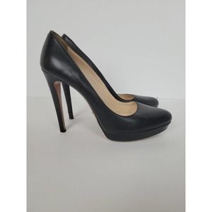 Prada Black Leather Platform Heels